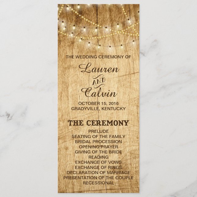 Festprogramm für Hochzeiten mit Lichtern Programm (Vorderseite)