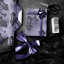 Feststell- und Schlüsselverriegelung Lila | Vintag Geschenkpapier