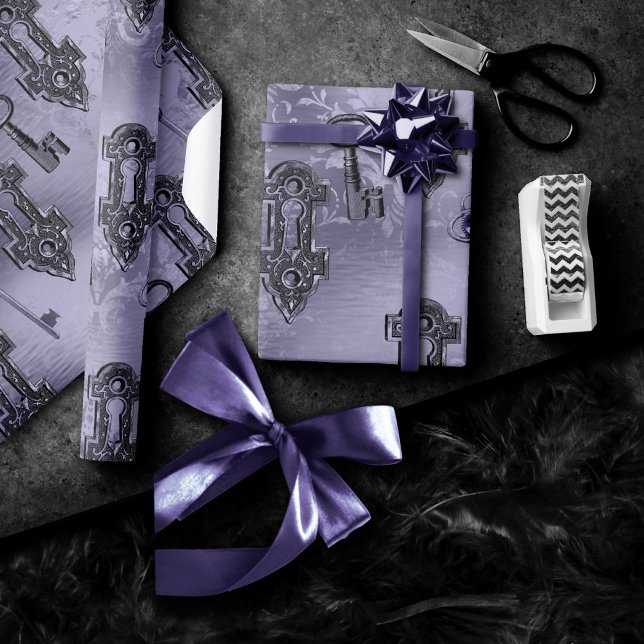 Feststell- und Schlüsselverriegelung Lila | Vintag Geschenkpapier (Von Creator hochgeladen)