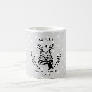 Festtage-Racoon Etching Family Monogramm Kaffeetasse