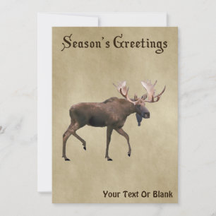 Festtagsgrüße - Bull Moose auf altem Papier