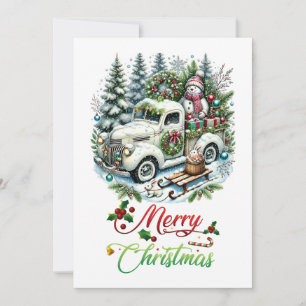 Festwagen Vintage-Weihnachtslieferung Feiertagskarte
