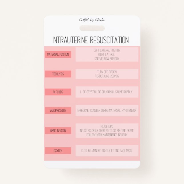 Fetal Monitoring Nurse Reference Badge Ausweis (Vorderseite)