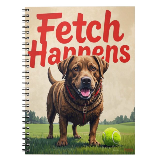 Fetch Happens Humoristique chien spirale carnet bo (Devant)