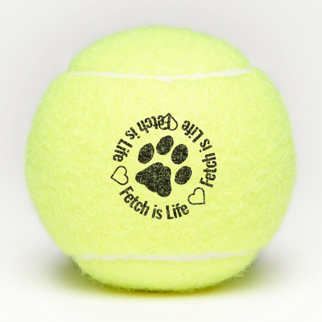 Fetch ist Leben - Niedlicher Hund drucken paw Tennisbälle (Vorderseite)