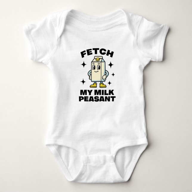 Fetch My Milk Peasant- Baby Grow Baby Strampler (Vorderseite)