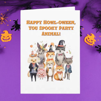Fête Animaux mignonette Funny photo cartes d'Hallo