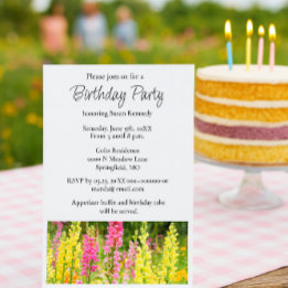 Fête Anniversaire Fleur rose jaune Invitation
