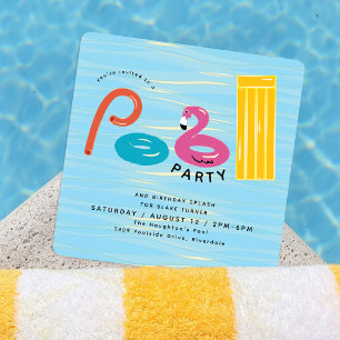 Fête au bord de la piscine   Invitation d'annivers