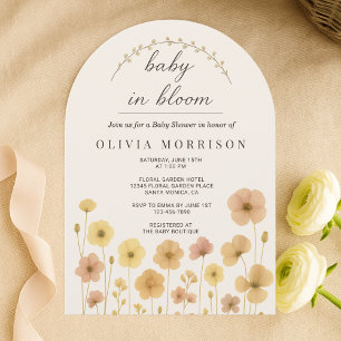Fête Bébé Bohème en Fleurs Invitation Bébé Shower 