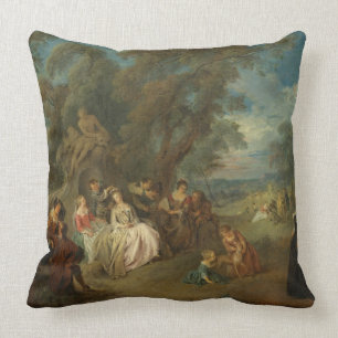 Fête Champêtre, C. 1730 (Öl auf Leinwand) Kissen