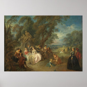 Fête Champêtre, C. 1730 (Öl auf Leinwand) Poster