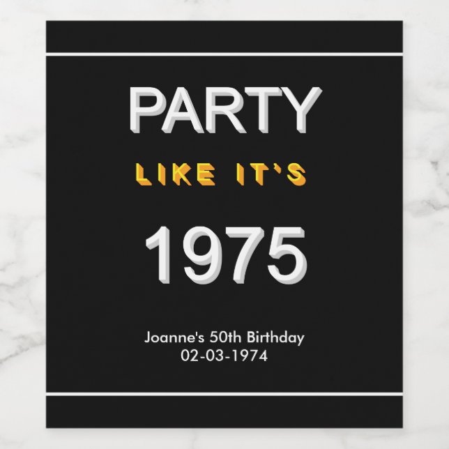 Fête comme c'est 1975 Étiquettes de vin personnali (Étiquettes simples)