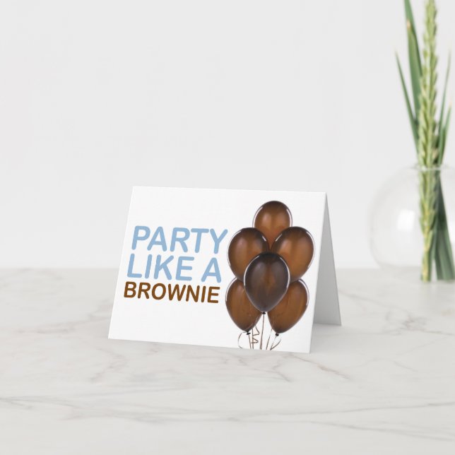 Fête Comme Un Brownie Carte Anniversaire (Bleu) (Devant)
