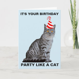 FÊTE COMME UN CHAT CARTE D'ANNIVERSAIRE