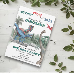 Fête comme un Invitation Dinosaure d'aquarelle d'a