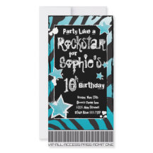 Fête comme un Rockstar - Modèle d'invitation bleu