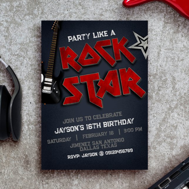 Fête comme une invitation Rockstar (Party Like a Rockstar Invitation)