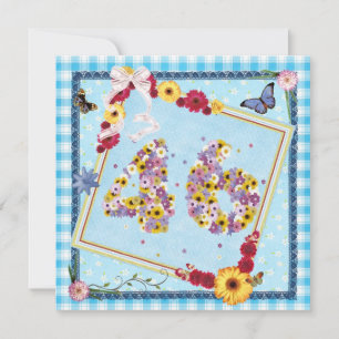 Fête d'anniversaire 46e Invitation fleurs, papillo