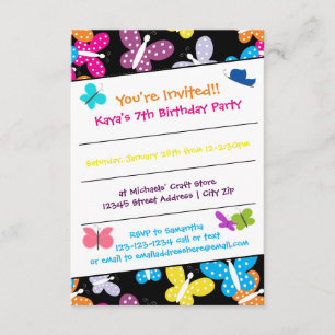 Fête d'anniversaire aux papillons - Invitation 3x5