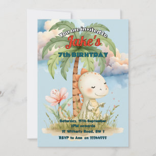 Fête d'anniversaire avec invitation de dinosaures