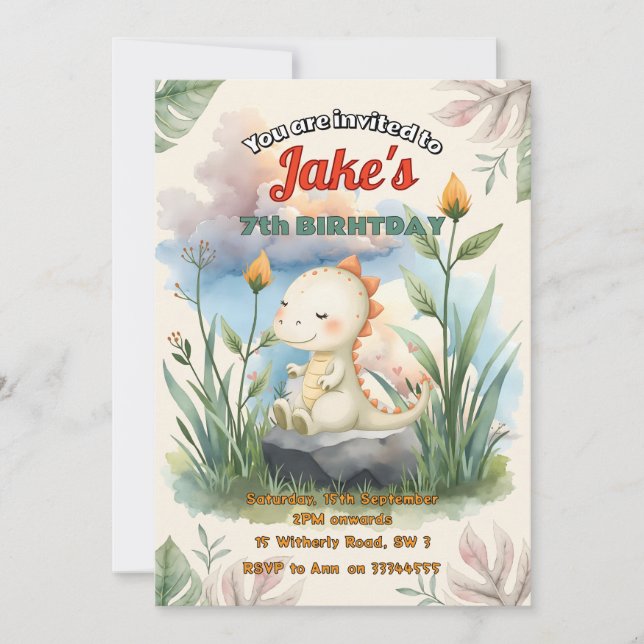 Fête d'anniversaire avec invitation de dinosaures  (Devant)