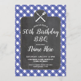 Fête d'anniversaire Blue En vichy Chalk Invitation