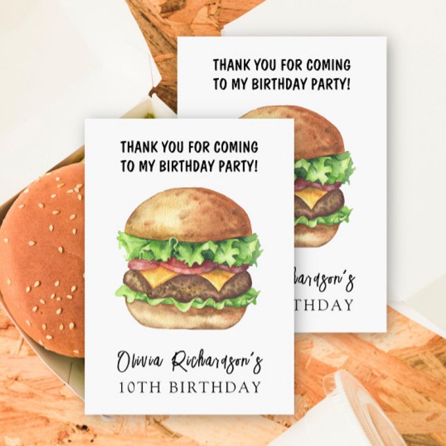 Fête d'anniversaire Burger Aquarelle Merci (Créateur téléchargé)