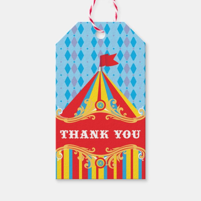 Fête d'anniversaire Circus - étiquettes cadeaux, m (Devant)