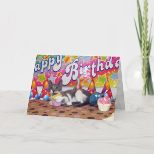 Fête d'anniversaire de Bob - Chat mignon / Carte K