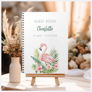 Fête d'anniversaire de flamand rose livre d'or