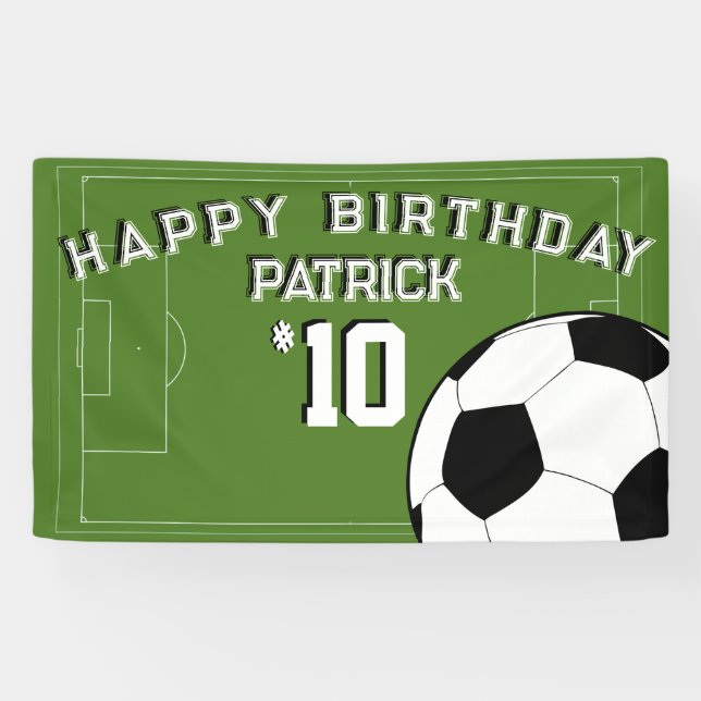 Fête d'anniversaire de football bannière personnal (Horizontal)