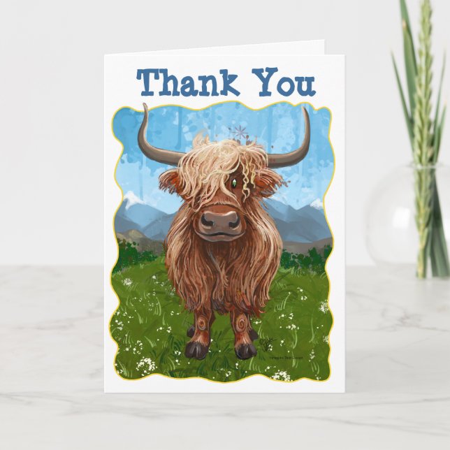 Fête d'anniversaire de Highland Cow Merci (Devant)