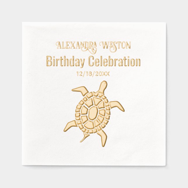 Fête d'anniversaire de tortue marine #2 Nom Date (Recto)