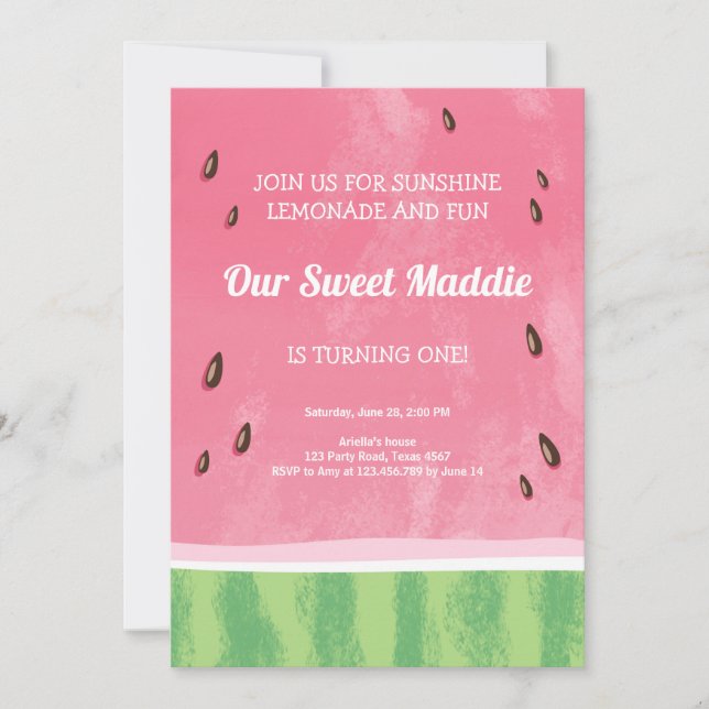 Fête d'anniversaire de Watermelon Invitation Melon (Devant)