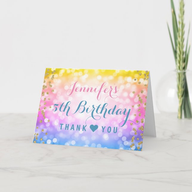 Fête d'anniversaire d'enfants Merci Licorne Arc-en (Devant)