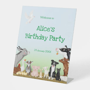 Fête d'anniversaire des animaux de ferme panneau d