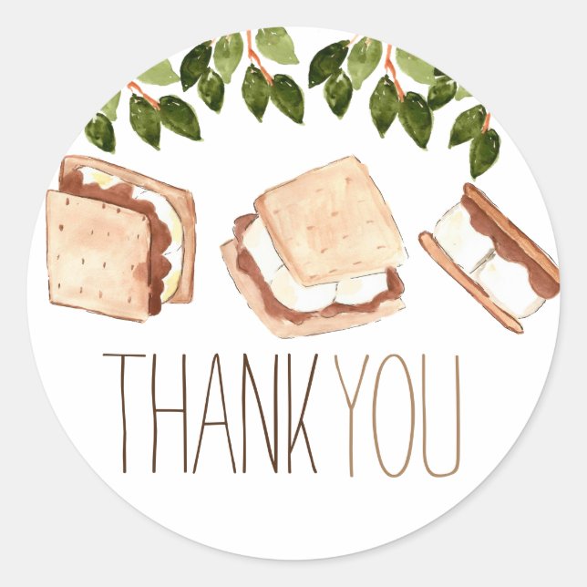 Fête d'anniversaire du camping Smore merci sticker (Devant)