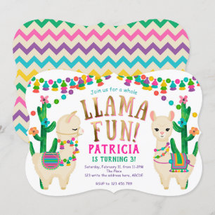Fête d'anniversaire Fiesta Llama Fun Invitation