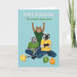 Fête d'anniversaire jeu vidéo Dalmatiens et Chats Karte