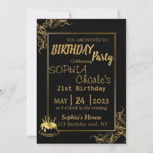 Fête d'anniversaire Noir et Or Invitation