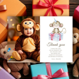 Fête d'anniversaire singe aquarelle merci