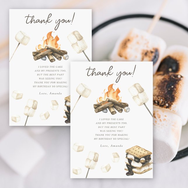 Fête d'anniversaire S'more aquarelle Merci (Créateur téléchargé)