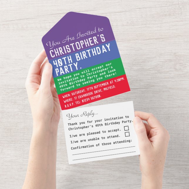 Fête d'anniversaire tout en une invitation (Déchirure)