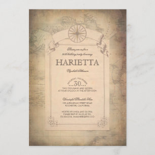 Fête d'anniversaire vintage d'explorateur de carte