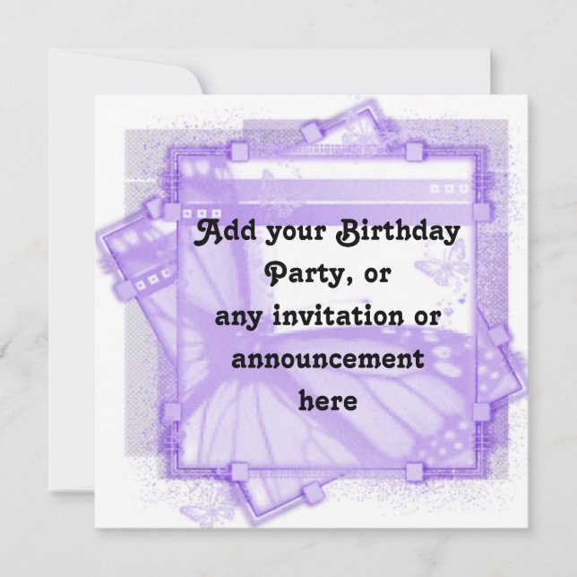 Fête d'anniversaire violet ou Invitation polyvalen (Devant)