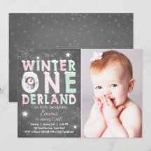 Fête d'anniversaire Winter Onederland invitation M