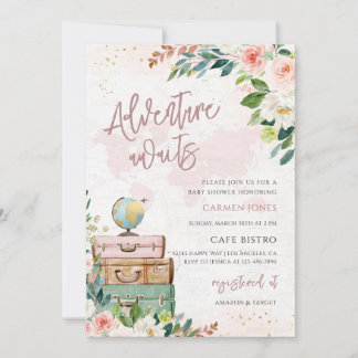 Fête d'arrivée de bébé carte du monde Aventure en