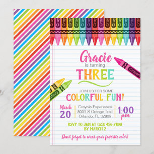 Fête d'Art Colorée Crayon Girl Invitation Annivers