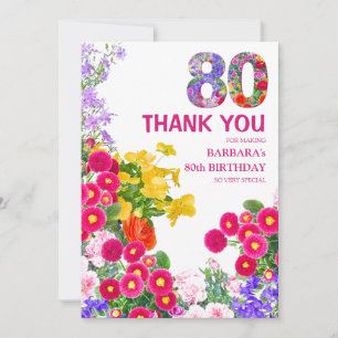 Fête de 80e anniversaire floral plat carte de reme